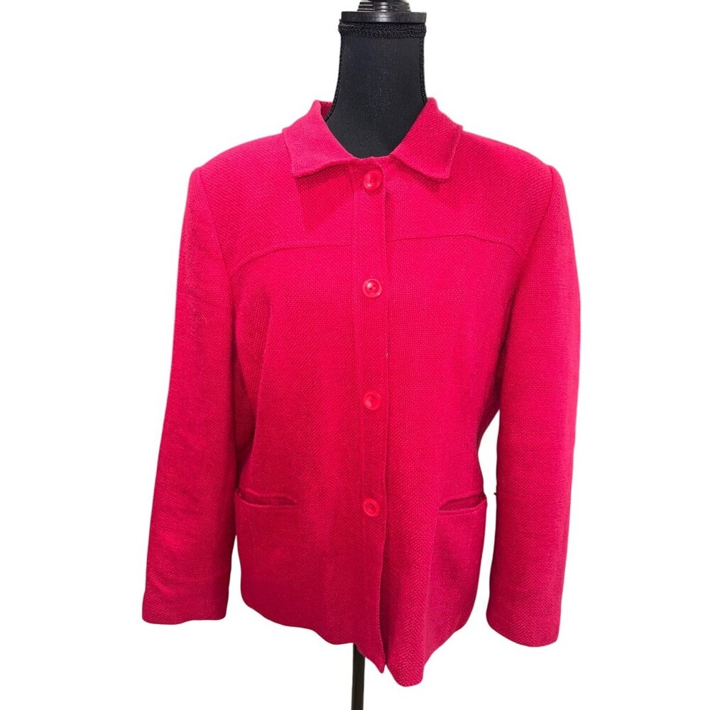 Tribeca Studio Red Blazer Jacket Sz 14 Linen Cotton Blend Sustainable Officewear
